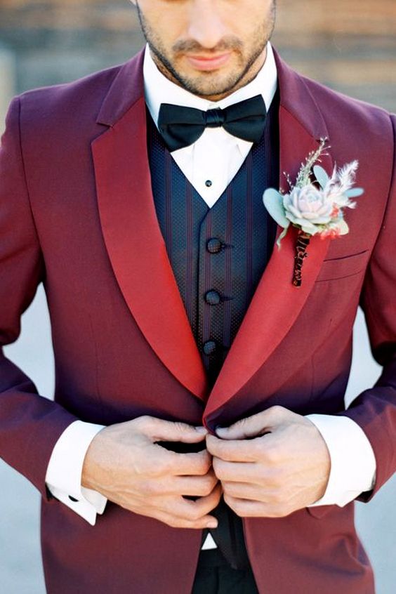 11 Burgundy Suits for your Wedding Mens Wedding Style